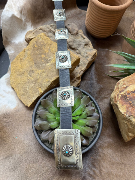 Barbosa Creations Embossed Flower Concho Belt