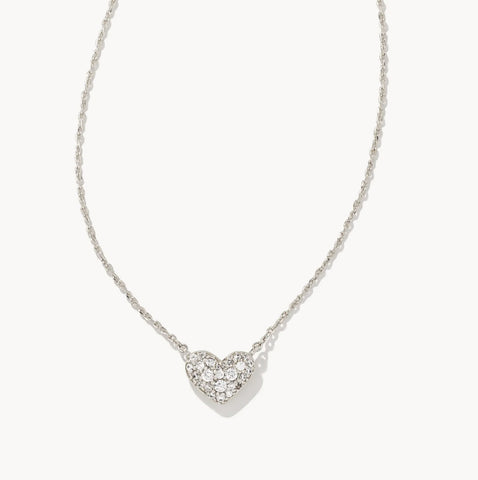 Kendra Scott Ari Pave Crystal Heart in Rhodium