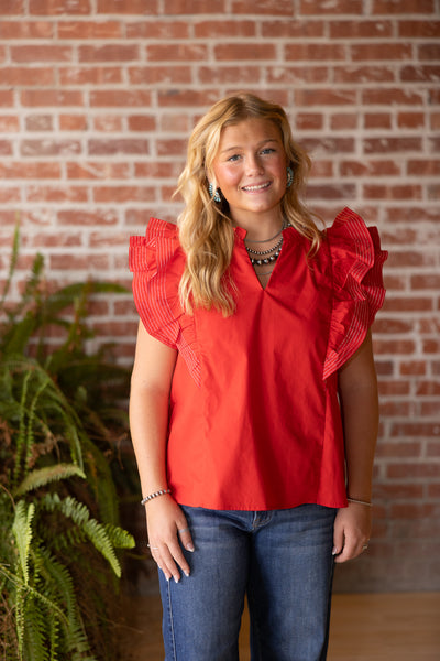 Stitch Detail Ruffle Game Day Top