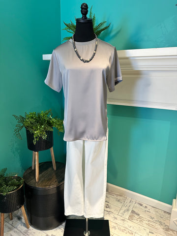 Lysse Aline Crewneck Mixed Media Top