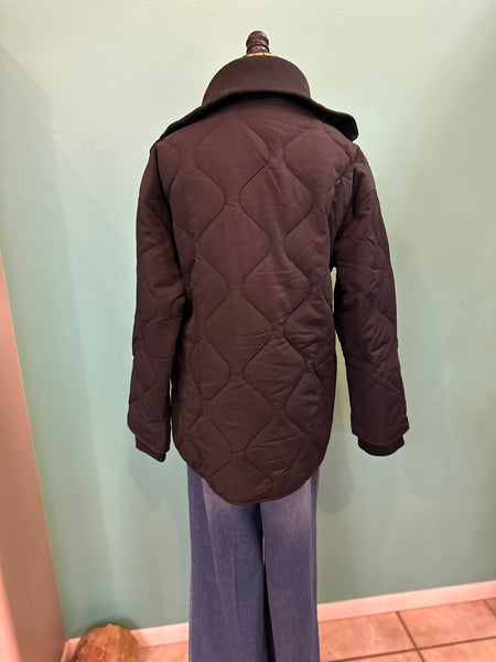 Hem & Thread Quilted Jacket with Rib Collar and Cuff