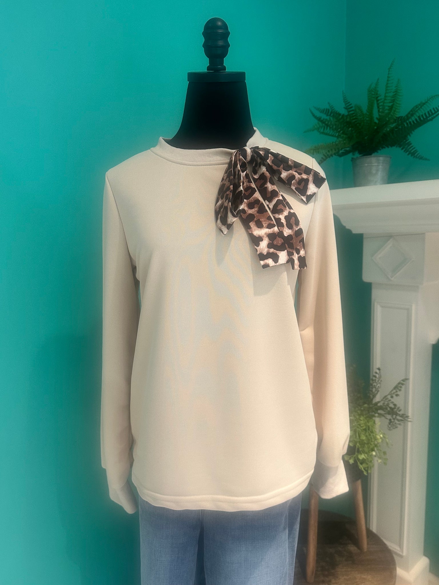 Leopard Lace Up Top