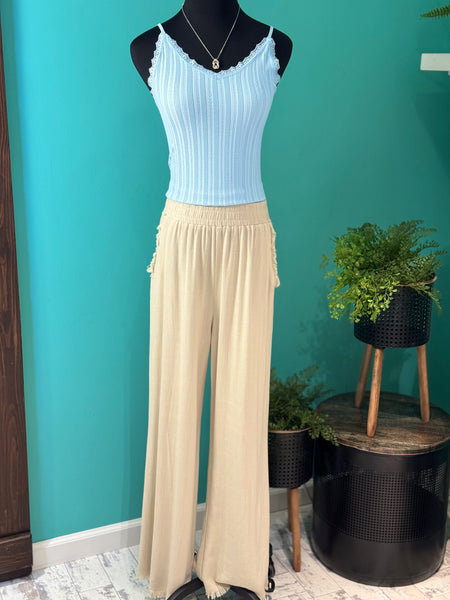 Fray Hem Wide Leg Pant