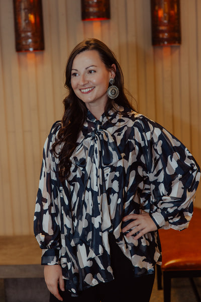 Tie Front Animal Print Top