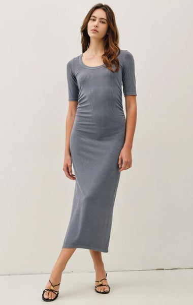 Midi Dress Short Sleeve Scoop Neck