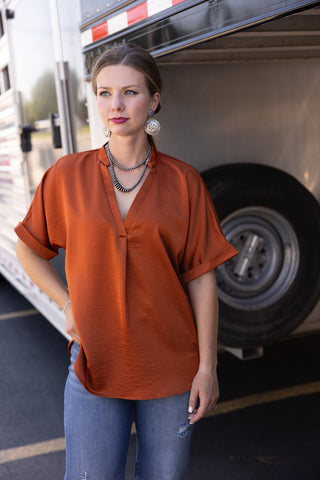Glam V-Neck Dolman Short Sleeve Top