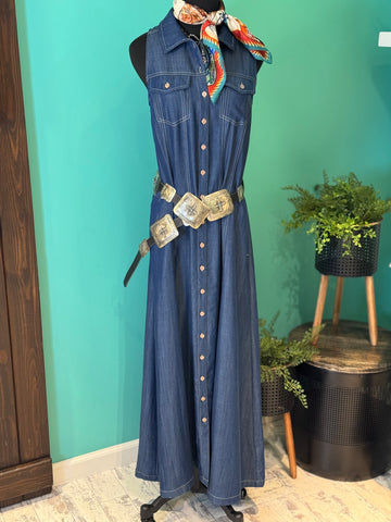 Liverpool Sleeveless Button Down Denim Dress