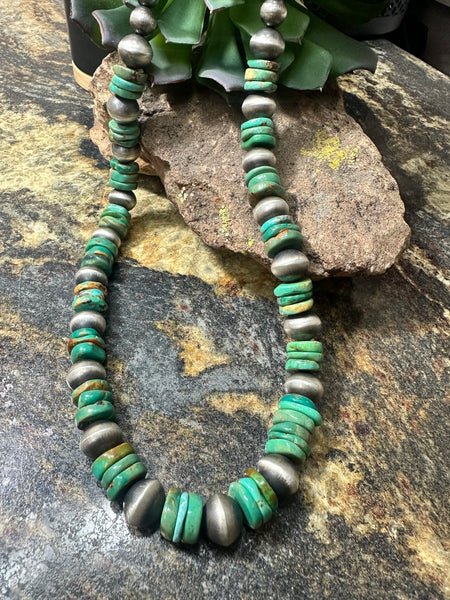 Rose Martin Handmade Navajo Pearls/Green Stacked Turquoise