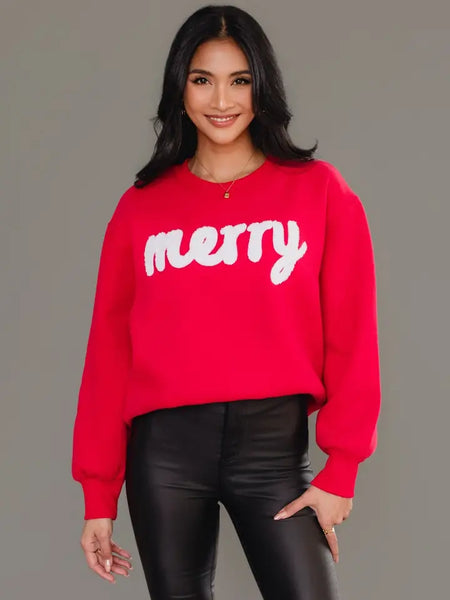 Red & White Merry Sweatshirt