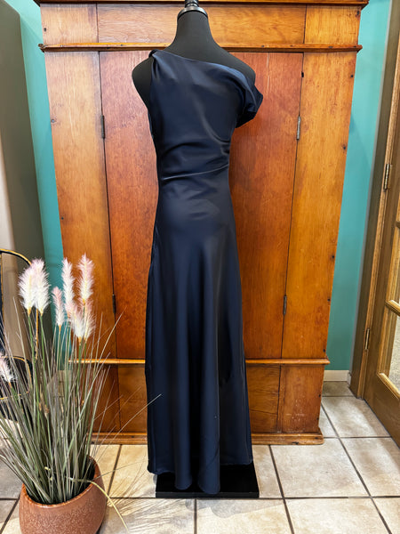 One Shoulder Satin Maxi Dress