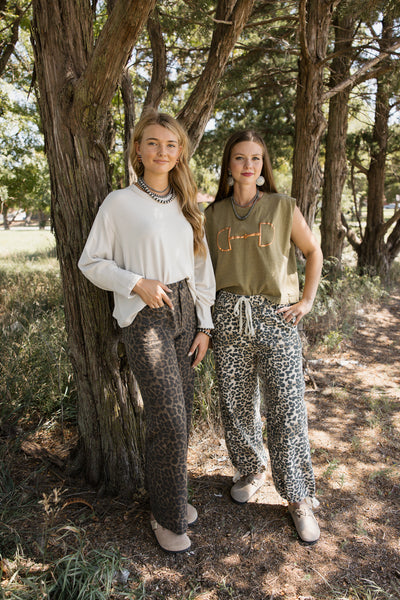 Umgee Leopard Wide Leg Pant