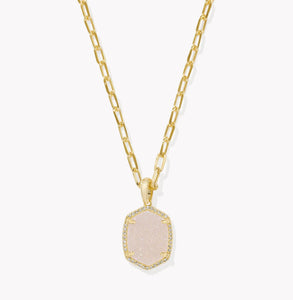 Kendra Scott Daphne Pave Pendant in Gold/ Iridescent Drusy