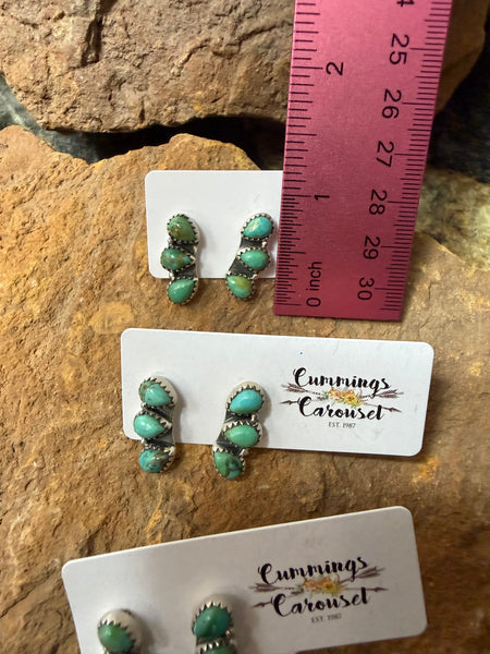 3 Stone Turquoise Earring