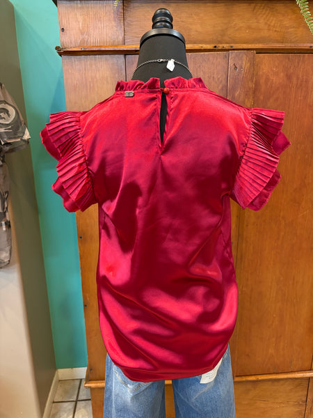 Pleated Ruffle Sleeveless Top