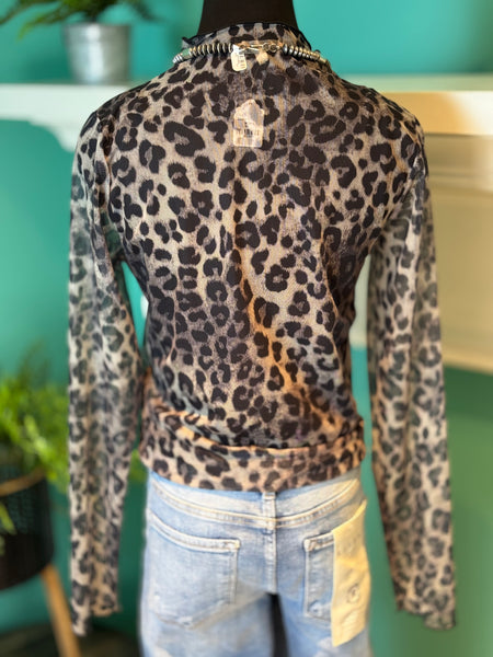 The Black Leopard Mesh Top