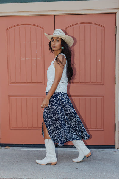 Embroidered Eyelet Sleeveless Top