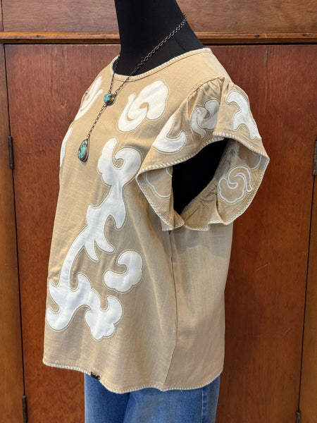 Ruffle Top with Contrast Patch