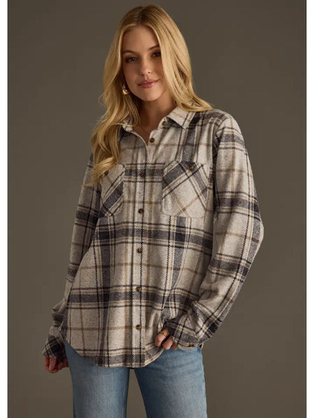 Plaid Button Up Long Sleeve Top