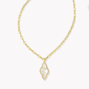 Kendra Scott Abbie Pave Long Silver & Gold Necklace in Ivory MOP