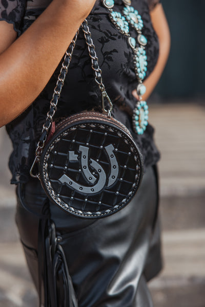 The Country Girl Coin Bag in Black Horse Shoe
