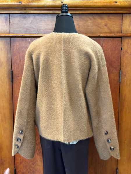 Collarless Knit Jacket