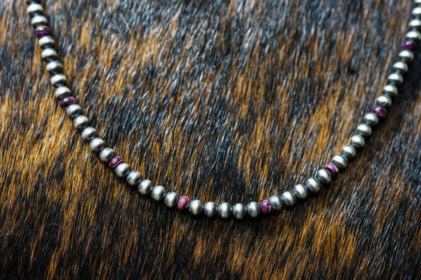 4mm Navajo Pearls with Purple Spiny Oyster