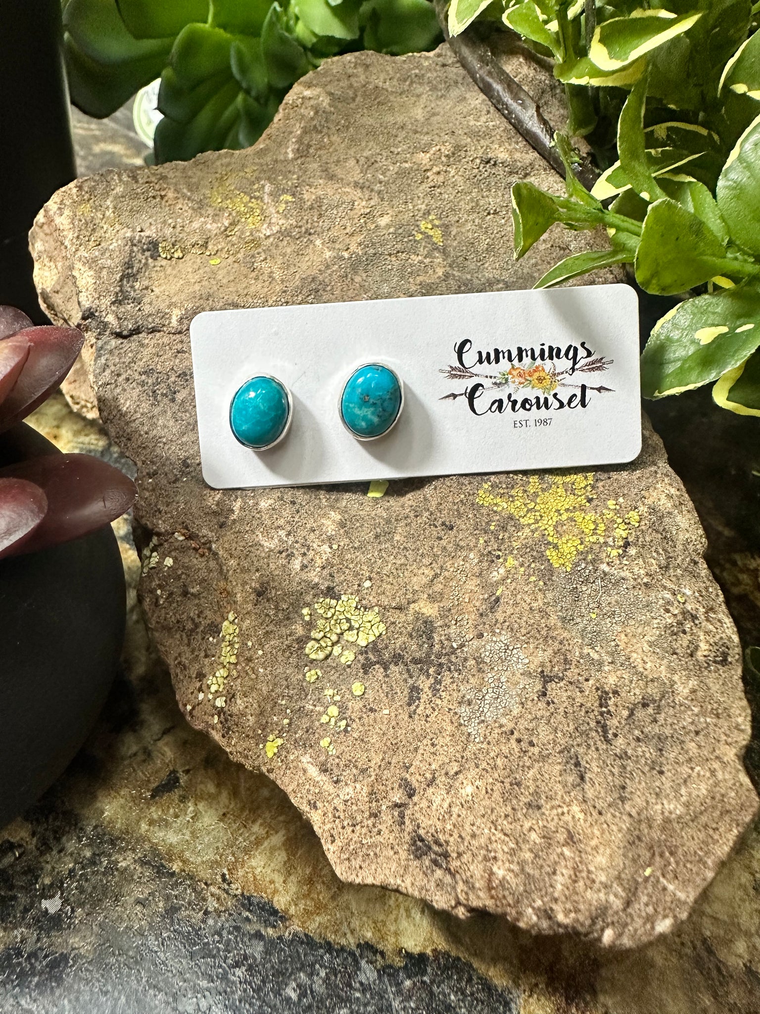 Mini Oval Turquoise Post Earrings