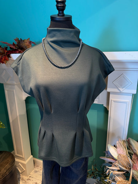 Entro Knit Fitted Mock Neck Top