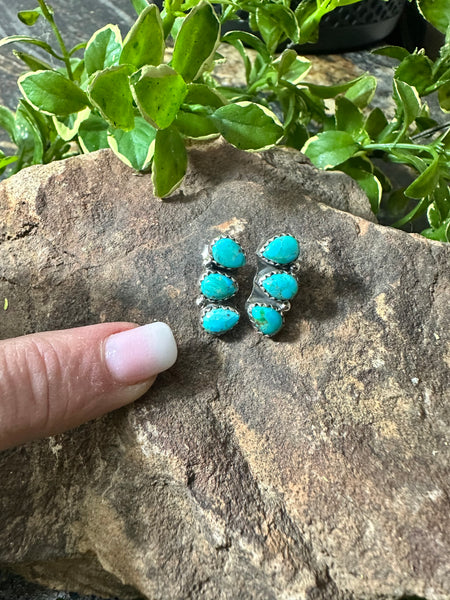 3 Stone Turquoise Earring