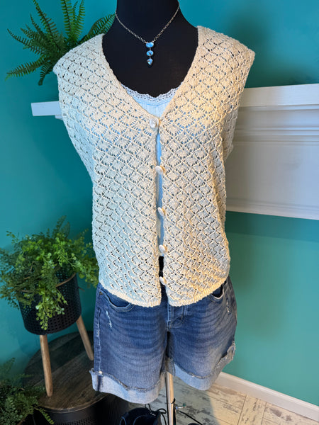 Crochet Button Front Sweater