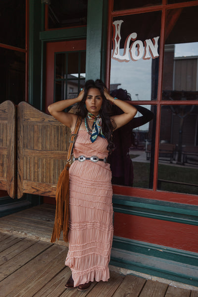 Textured Maxi Strapless Dress