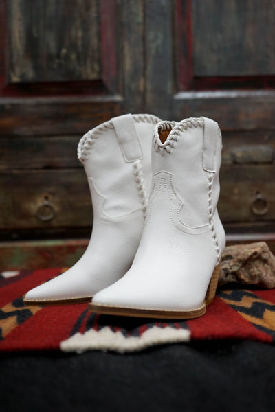 Arisa Braided Short White Bootie