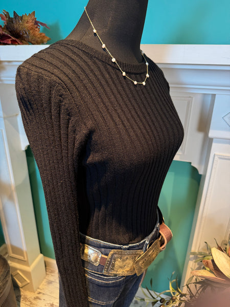 Active Basic Crewneck Ribbed Sweater