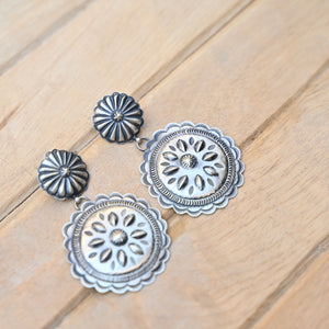 ALZ Round Concho Statement Earring