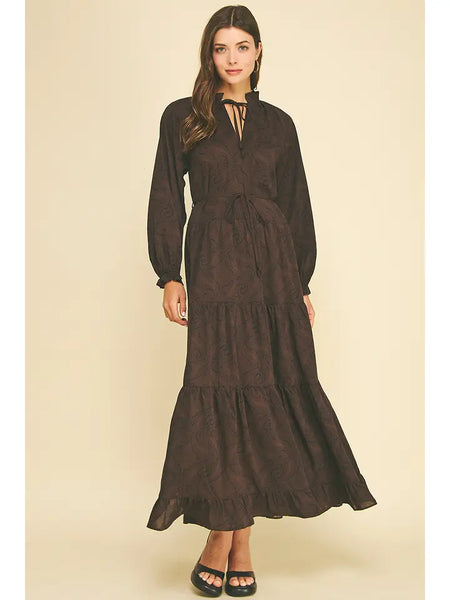 Paisley Print Tiered Maxi Dress