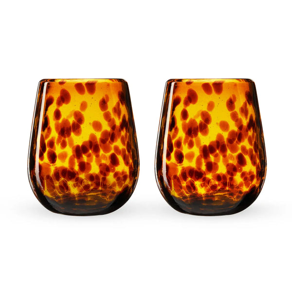Tortuga Recycled Glass Stemless Wine Glasses Set of 2