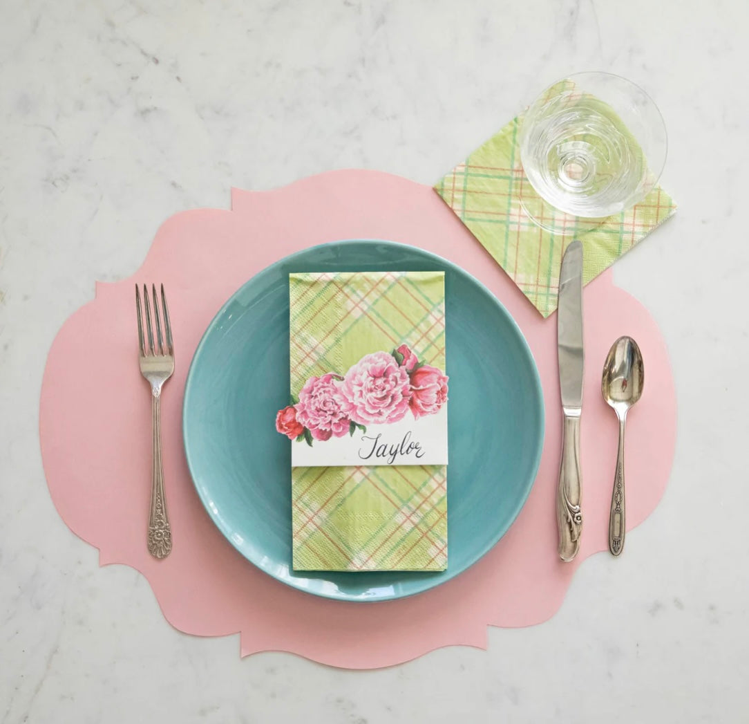 Hester & Cook Bright Green Plaid Guest Napkin