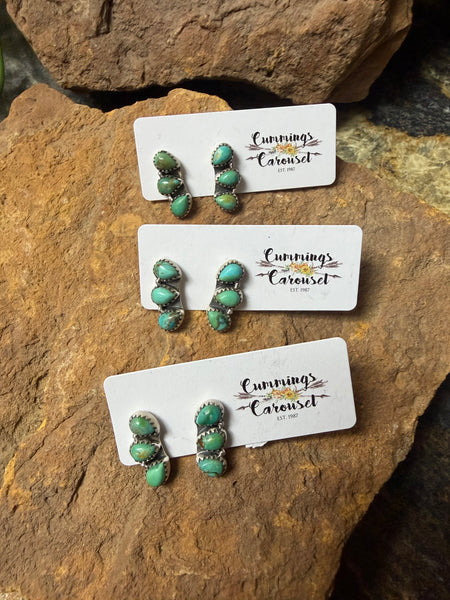 3 Stone Turquoise Earring