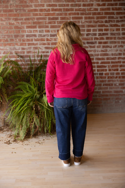 Quarter Zip Textured Sweatshirt