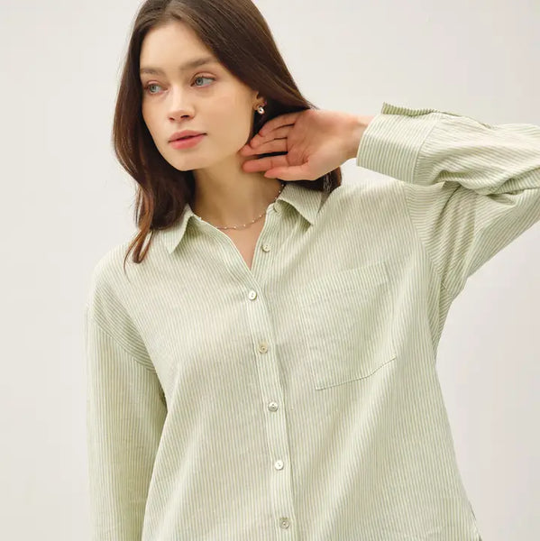 Be Cool Classic Cut Button Up Top