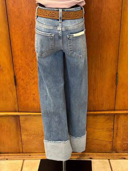 Risen Mid Rise Crop Wide Leg Jean