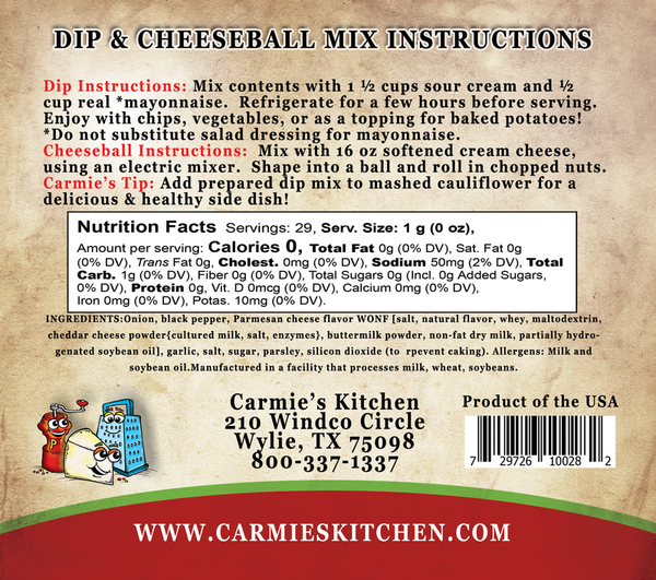 Carmie’s Peppercorn Parmesan Dip & Cheeseball Mix