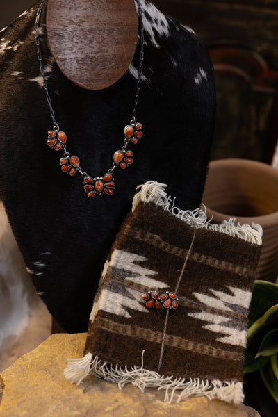 SLL Mini Spiny Oyster Cluster Necklace & Earrings 2 Piece Set