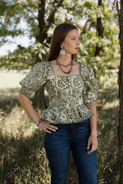 &Merci Scallop Lace Trim Top