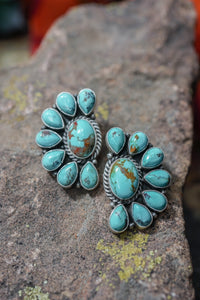 ALZ Turquoise Half Cluster Post Earring