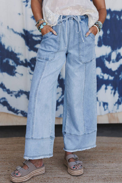 Drawstring Seam Denim Pants