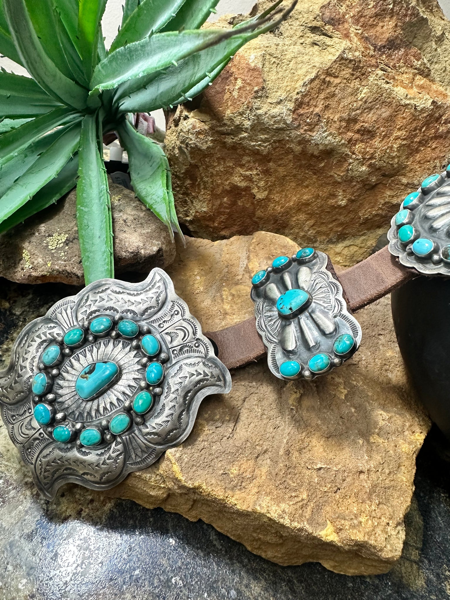 radiomix、未使用タグ付きRUST MOOD Concho Belt Belt, A Vintage, Concho, Mixed Stones, Harry Morgan, Hallmark, Vintage