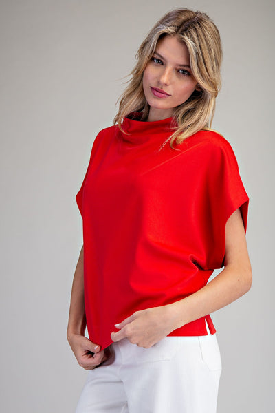 Mock Neck Short Sleeve Top