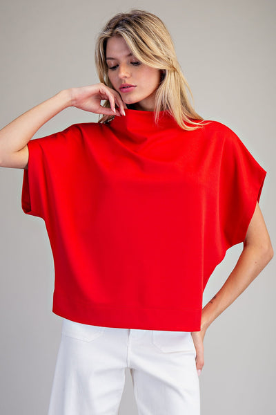 Mock Neck Short Sleeve Top