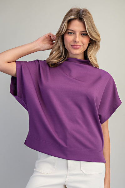 Mock Neck Short Sleeve Top
